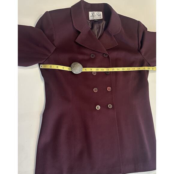 Le Suit Pantsuit Women’s Sz 12 Blazer Wide Leg Textured Career Office burgundy - Picture 7 of 11